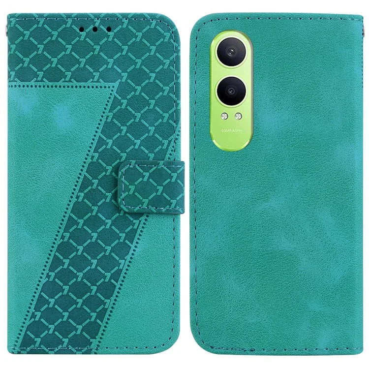 For OnePlus Nord CE4 Lite 5G Stand Case 7-Shaped Pattern Imprint Leather Phone Cover