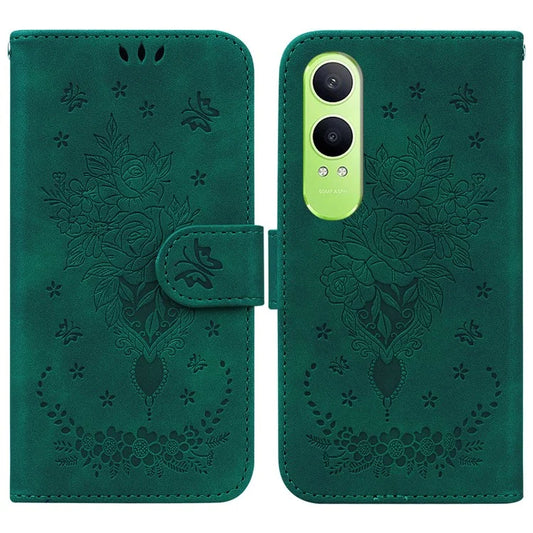For OnePlus Nord CE4 Lite 5G Case PU Leather Wallet Phone Cover Butterfly Flower Imprint