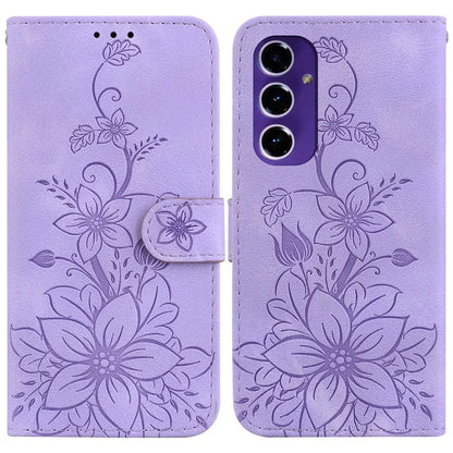 For Samsung Galaxy A16 5G Case Lily Flower Imprint Leather Phone Cover with Stand