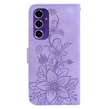 For Samsung Galaxy A16 5G Case Lily Flower Imprint Leather Phone Cover with Stand