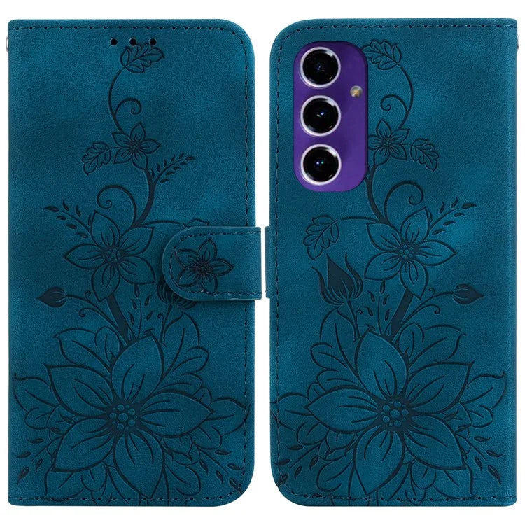 For Samsung Galaxy A16 5G Case Lily Flower Imprint Leather Phone Cover with Stand