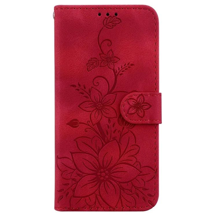 For Samsung Galaxy A16 5G Case Lily Flower Imprint Leather Phone Cover with Stand