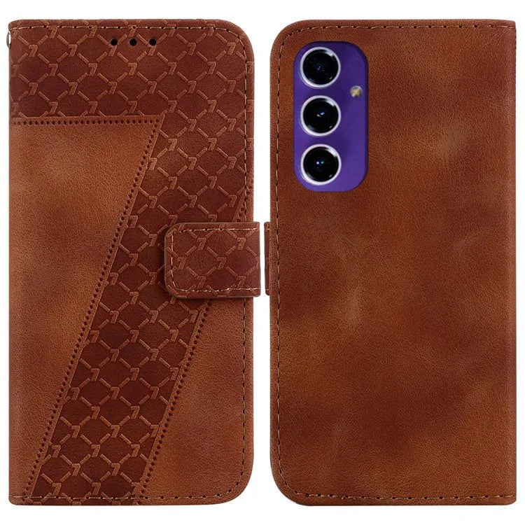 For Samsung Galaxy A16 5G Stand Case 7-Shaped Pattern Imprint Leather Phone Cover