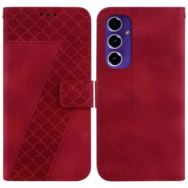 For Samsung Galaxy A16 5G Stand Case 7-Shaped Pattern Imprint Leather Phone Cover