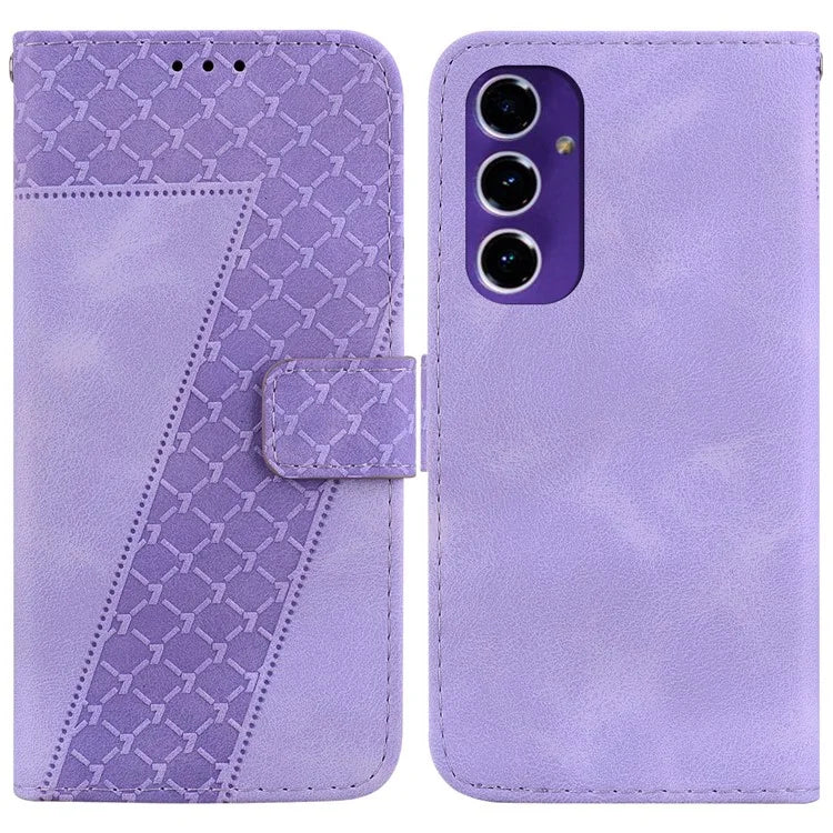 For Samsung Galaxy A16 5G Stand Case 7-Shaped Pattern Imprint Leather Phone Cover