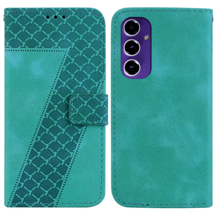 For Samsung Galaxy A16 5G Stand Case 7-Shaped Pattern Imprint Leather Phone Cover