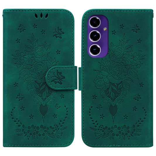 For Samsung Galaxy A16 5G Case PU Leather Wallet Phone Cover Butterfly Flower Imprint