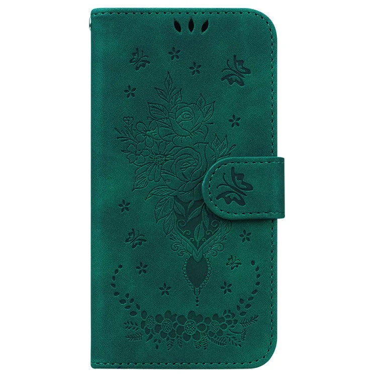 For Samsung Galaxy A16 5G Case PU Leather Wallet Phone Cover Butterfly Flower Imprint