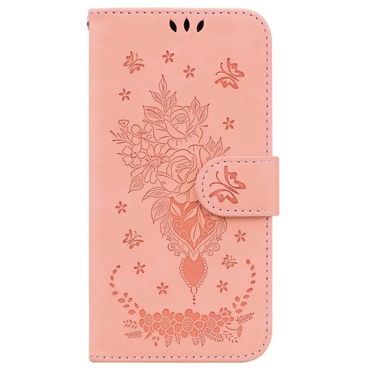 For Samsung Galaxy A16 5G Case PU Leather Wallet Phone Cover Butterfly Flower Imprint
