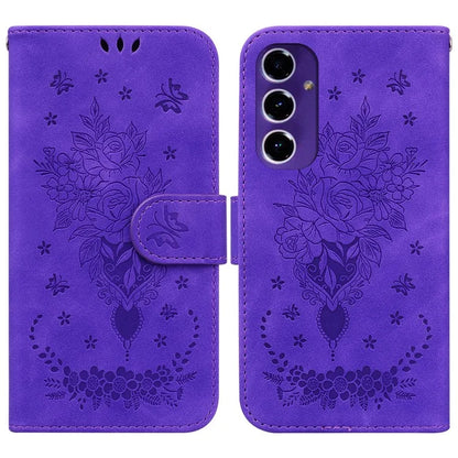 For Samsung Galaxy A16 5G Case PU Leather Wallet Phone Cover Butterfly Flower Imprint
