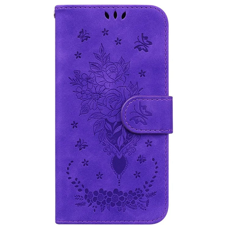 For Samsung Galaxy A16 5G Case PU Leather Wallet Phone Cover Butterfly Flower Imprint