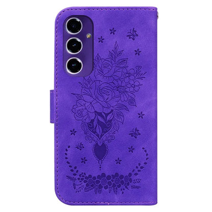 For Samsung Galaxy A16 5G Case PU Leather Wallet Phone Cover Butterfly Flower Imprint