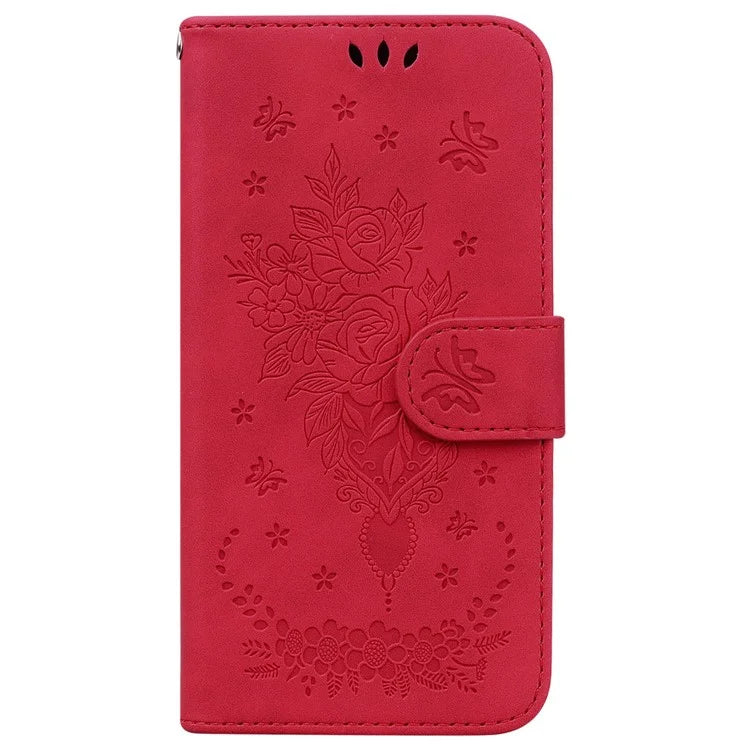 For Samsung Galaxy A16 5G Case PU Leather Wallet Phone Cover Butterfly Flower Imprint