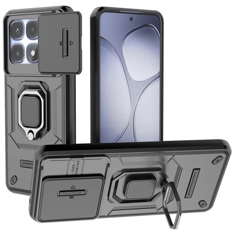 For Xiaomi Redmi K70 Ultra Case PC+TPU Kickstand Phone Protector with Lens Cover