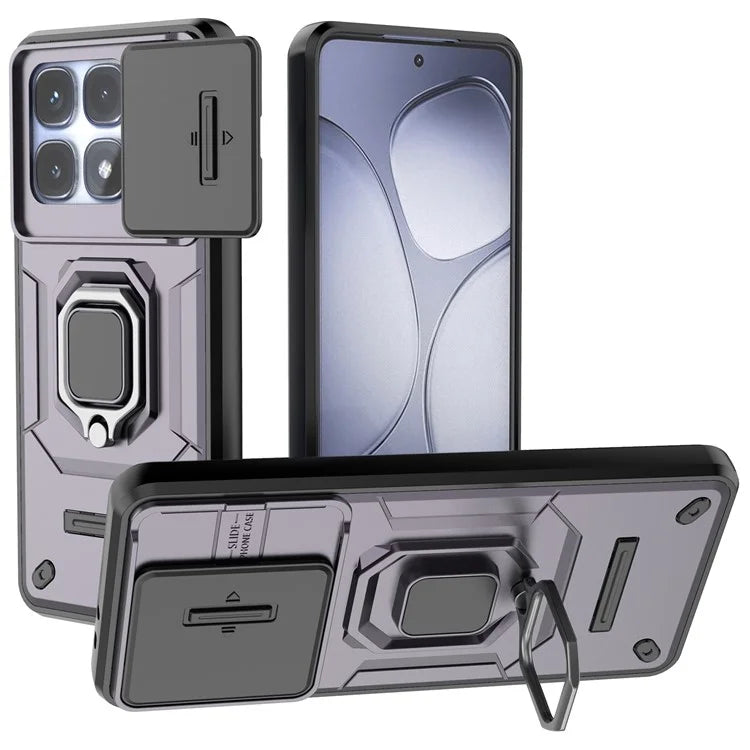 For Xiaomi Redmi K70 Ultra Case PC+TPU Kickstand Phone Protector with Lens Cover