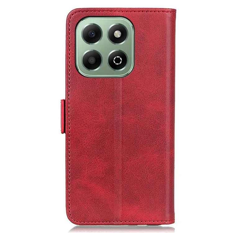 For Honor X6b 4G Case Stand Cowhide Texture PU Leather Phone Cover
