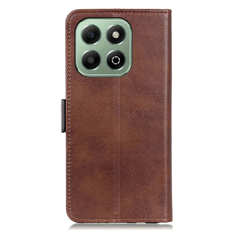 For Honor X6b 4G Case Stand Cowhide Texture PU Leather Phone Cover