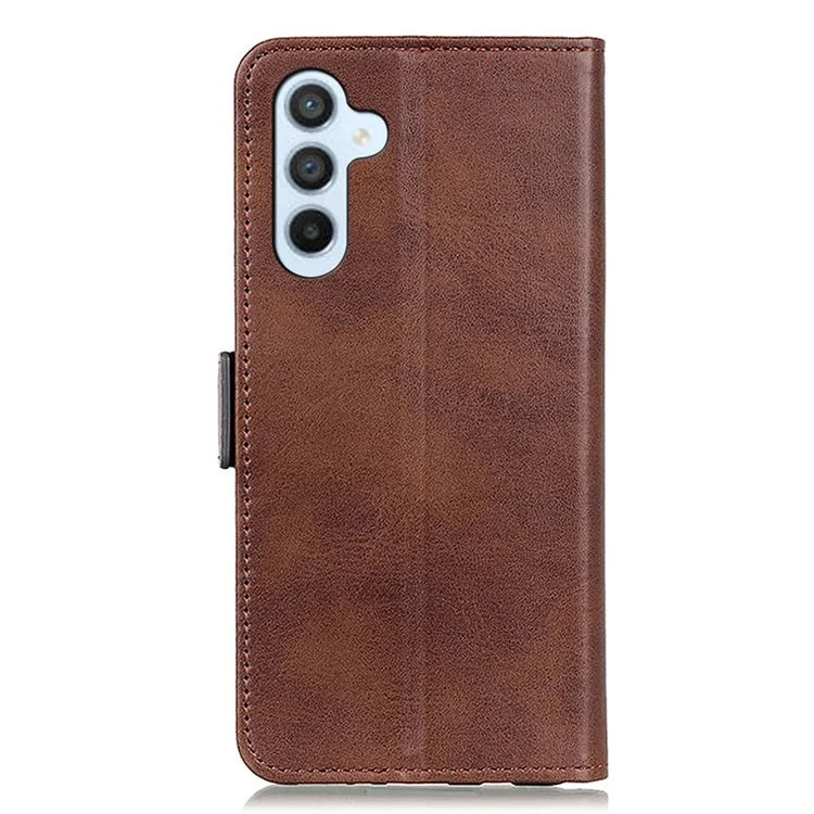 For Samsung Galaxy M35 5G Case Stand Cowhide Texture PU Leather Phone Cover