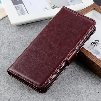For Samsung Galaxy A06 Case Crazy Horse Texture PU Leather Phone Stand Cover