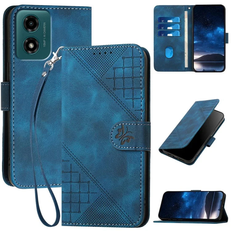YX0080 For Motorola Moto E14 4G / G04 4G / G04s 4G / G24 4G Case Butterfly Imprint Leather Wallet Phone Cover