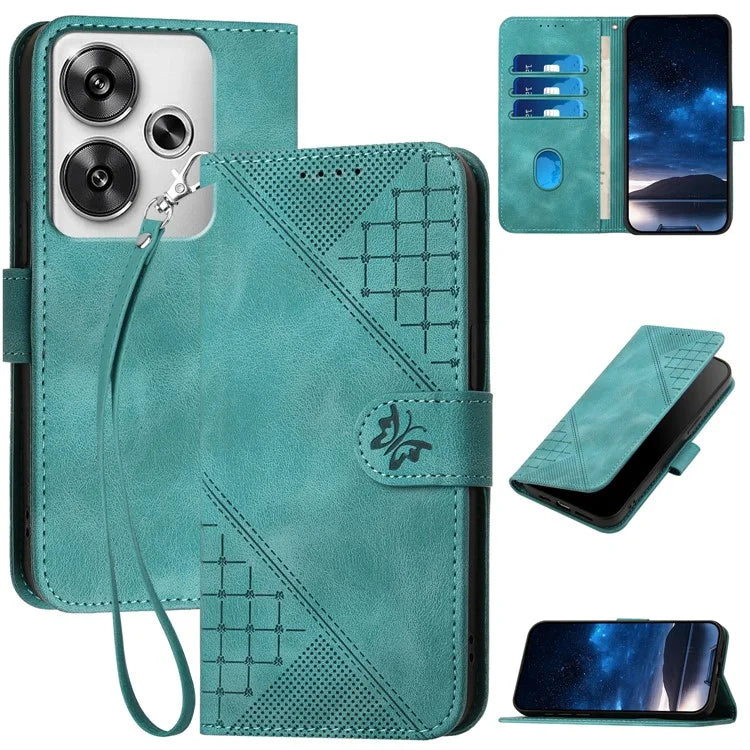 YX0080 For Xiaomi Poco F6 5G / Redmi Turbo 3 5G Case Butterfly Imprint Leather Wallet Phone Cover