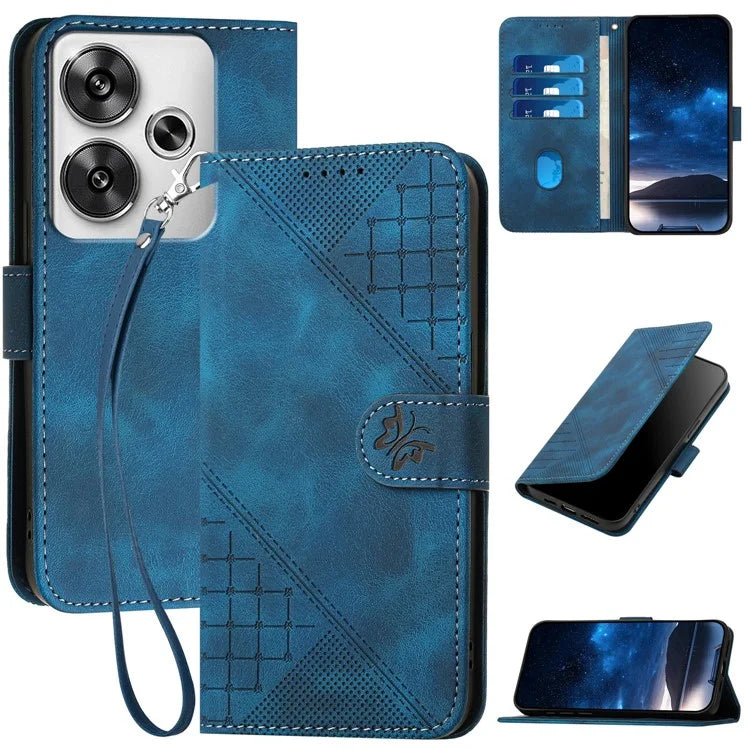 YX0080 For Xiaomi Poco F6 5G / Redmi Turbo 3 5G Case Butterfly Imprint Leather Wallet Phone Cover