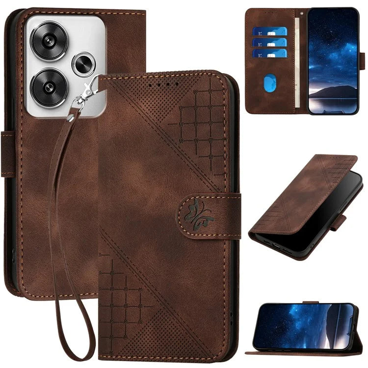YX0080 For Xiaomi Poco F6 5G / Redmi Turbo 3 5G Case Butterfly Imprint Leather Wallet Phone Cover