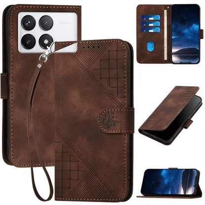 YX0080 For Xiaomi Poco F6 Pro 5G / Redmi K70 5G / K70 Pro 5G Case Butterfly Imprint Leather Wallet Phone Cover