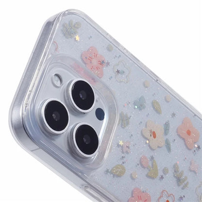 For iPhone 16 Pro Case Glitter Flower Epoxy Shockproof Phone Cover
