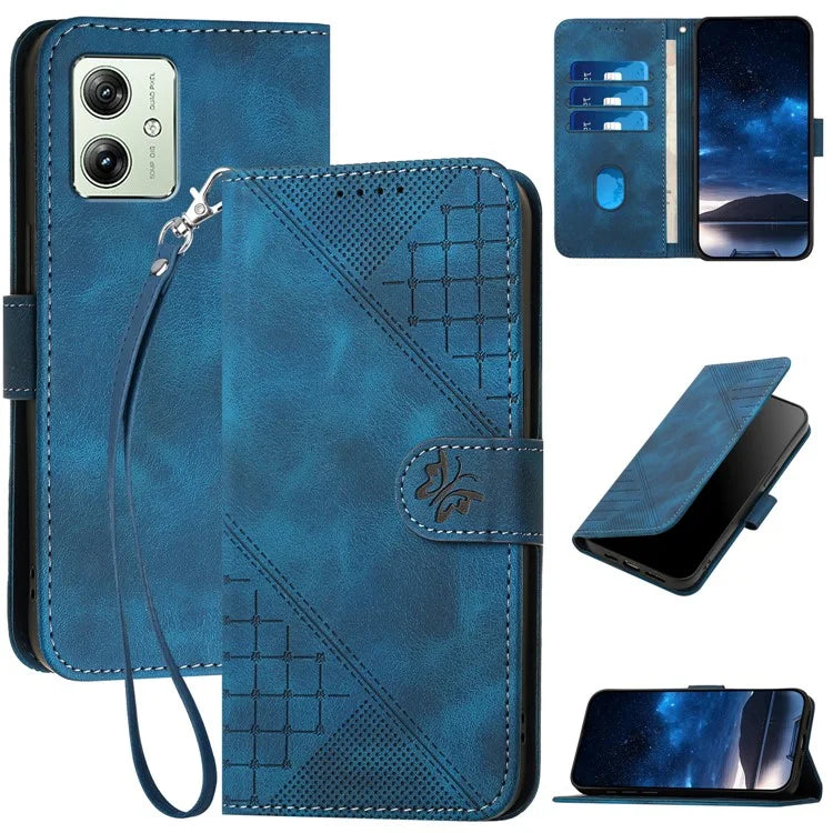YX0080 For Motorola Moto G64 5G / G54 Power 5G Case Butterfly Imprint Leather Wallet Phone Cover