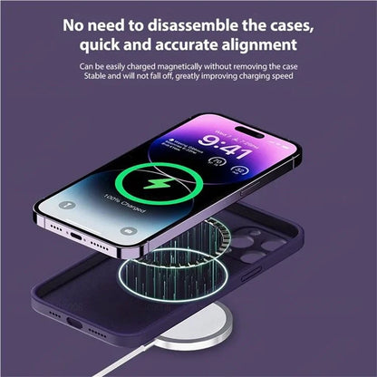 For iPhone 15 Pro Magnetic Case Shockproof Soft TPU Phone Cover
