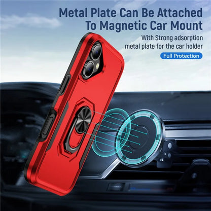 For iPhone 16 Case Military Grade Ring Kickstand PC+TPU Phone Cover