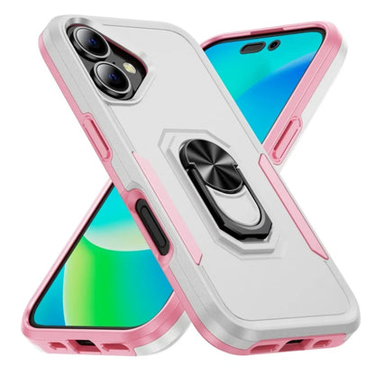 For iPhone 16 Plus Case Military Grade Ring Kickstand PC+TPU Phone Cover