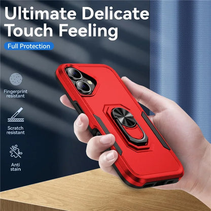 For iPhone 16 Plus Case Military Grade Ring Kickstand PC+TPU Phone Cover