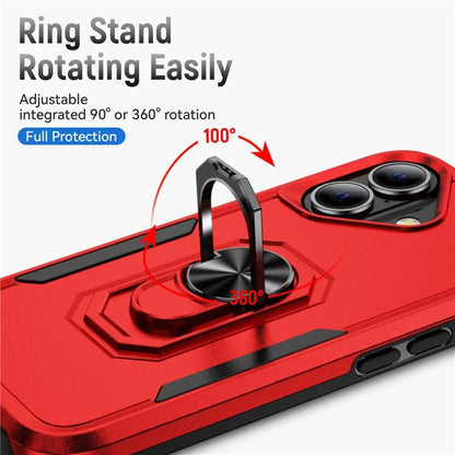 For iPhone 16 Plus Case Military Grade Ring Kickstand PC+TPU Phone Cover