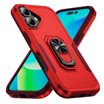 For iPhone 16 Plus Case Military Grade Ring Kickstand PC+TPU Phone Cover