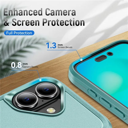 For iPhone 16 Plus Case Military Grade Ring Kickstand PC+TPU Phone Cover