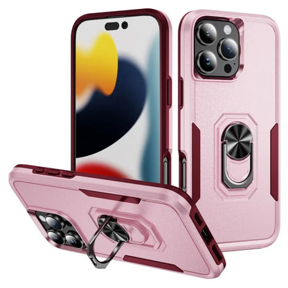 For iPhone 16 Pro Case Military Grade Ring Kickstand PC+TPU Phone Cover