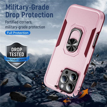 For iPhone 16 Pro Case Military Grade Ring Kickstand PC+TPU Phone Cover