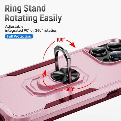 For iPhone 16 Pro Case Military Grade Ring Kickstand PC+TPU Phone Cover