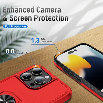 For iPhone 16 Pro Case Military Grade Ring Kickstand PC+TPU Phone Cover