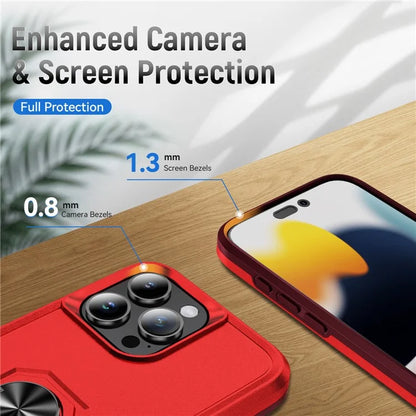 For iPhone 16 Pro Case Military Grade Ring Kickstand PC+TPU Phone Cover