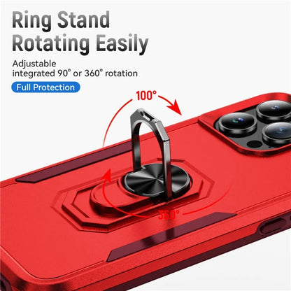 For iPhone 16 Pro Case Military Grade Ring Kickstand PC+TPU Phone Cover