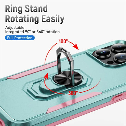 For iPhone 16 Pro Case Military Grade Ring Kickstand PC+TPU Phone Cover