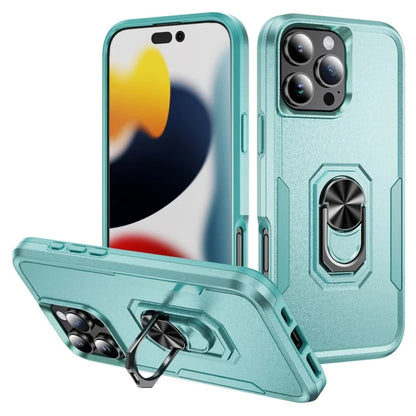 For iPhone 16 Pro Case Military Grade Ring Kickstand PC+TPU Phone Cover