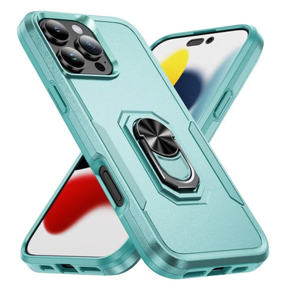 For iPhone 16 Pro Case Military Grade Ring Kickstand PC+TPU Phone Cover