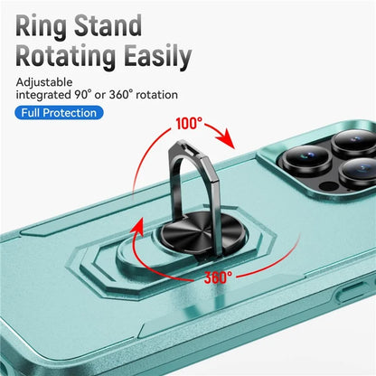 For iPhone 16 Pro Case Military Grade Ring Kickstand PC+TPU Phone Cover