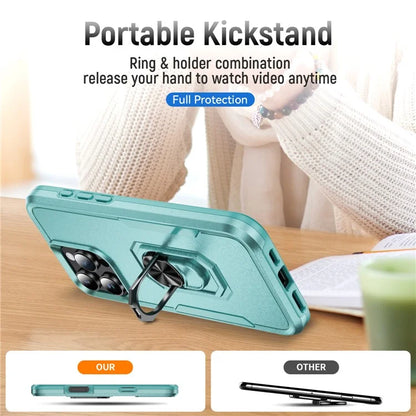 For iPhone 16 Pro Case Military Grade Ring Kickstand PC+TPU Phone Cover