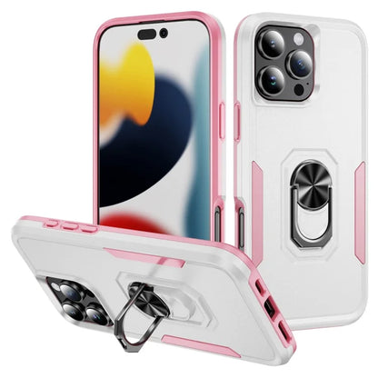 For iPhone 16 Pro Case Military Grade Ring Kickstand PC+TPU Phone Cover