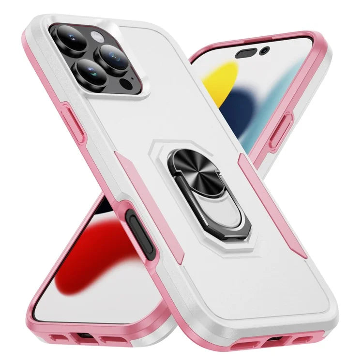 For iPhone 16 Pro Case Military Grade Ring Kickstand PC+TPU Phone Cover